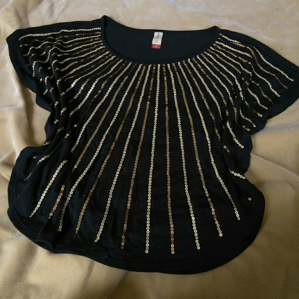 Black Blouse with Gold Sequins